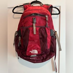 North face backpack maroon color